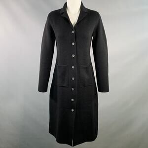 DROZDZIK Size S Black Wool Knit Two Pockets Cardigan